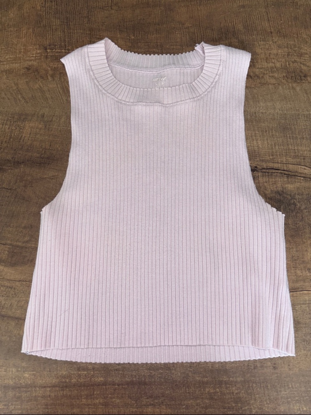 Aerie Lavender Ribbed Sleeveless Knit Cropped Tank (S)